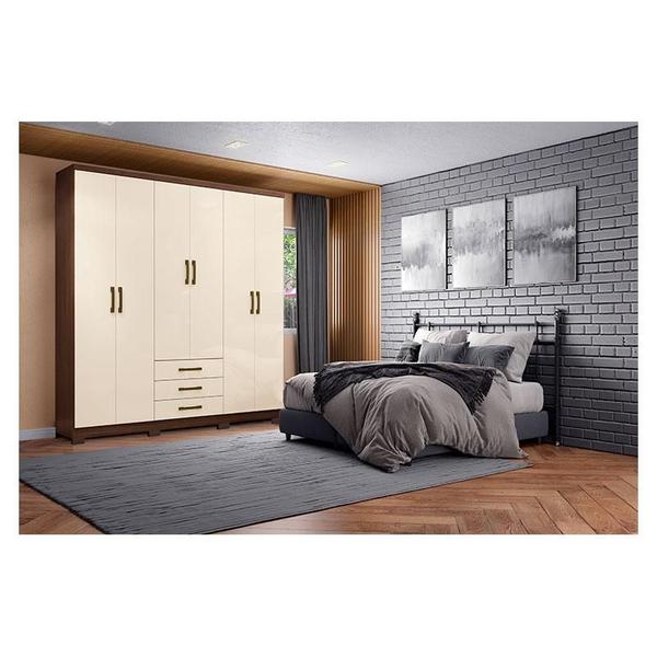 Imagem de Guarda Roupa Casal City 6 Portas Castanho Off White - Henn