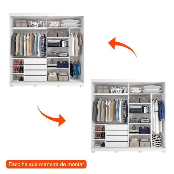 Imagem de Guarda-Roupa Casal com 1 Espelho Blumenau 2 PT 4 GV Branco