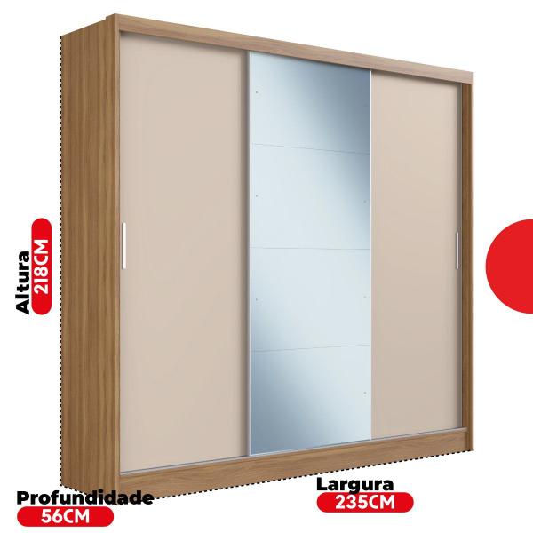 Imagem de Guarda Roupa Casal com 3 Portas e 1 com 4 Espelhos 100% MDF London Yescasa