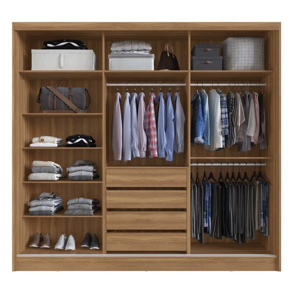 Imagem de Guarda Roupa Casal com 3 Portas e 1 com 4 Espelhos 100% MDF London Yescasa