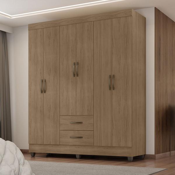 Imagem de Guarda Roupa Casal com 6 Portas Guararapes Carvalho Oak