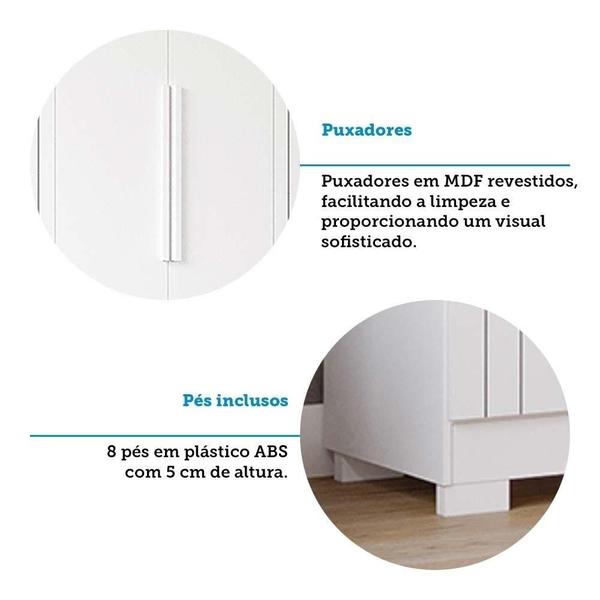 Imagem de Guarda Roupa Casal Com Espelho 100% Mdf 6 Portas 6 Gavetas Cacília Panan Móveis Branco