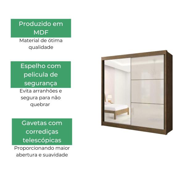 Imagem de Guarda Roupa Casal com Espelho 2 Portas 6 Gavetas Titanium D'Doro Ipe Off-White