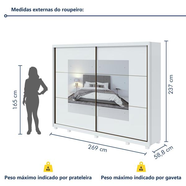 Imagem de Guarda Roupa Casal com Espelho 2 Portas 6 Gavetas Toronto Plus Espresso Móveis