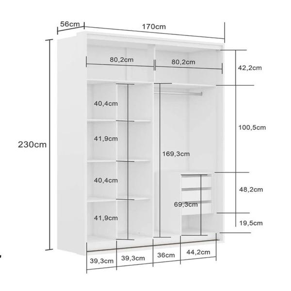 Imagem de Guarda Roupa Casal com Espelho 2 Portas de Correr 100 MDF Qualitá Belmax