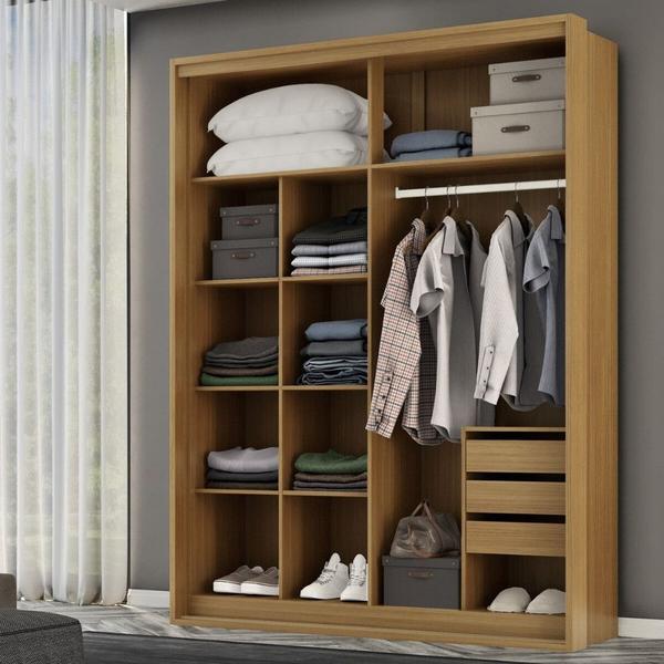 Imagem de Guarda Roupa Casal com Espelho 2 Portas de Correr 100 MDF Qualitá Belmax