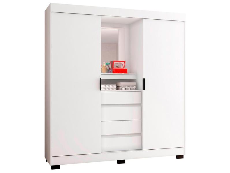 Guarda-roupa Casal com Espelho 2 Portas de Correr 4 Gavetas Araplac Sintra CAP24024