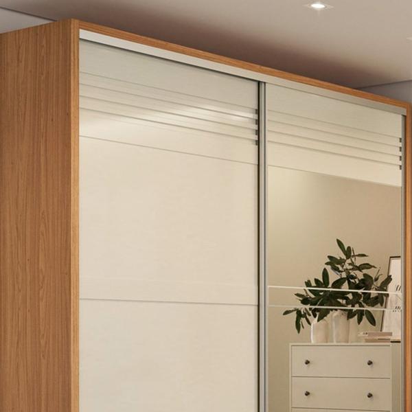 Imagem de Guarda Roupa Casal com Espelho 223cm 2 Portas 100% MDF TW602E Freijó/Off White - Dalla Costa