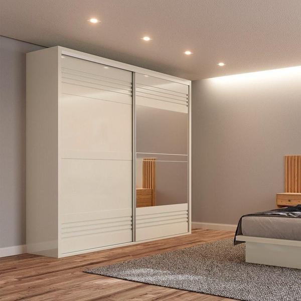 Imagem de Guarda Roupa Casal Com Espelho 223Cm 2 Portas 100% Mdf Tw602E Off White