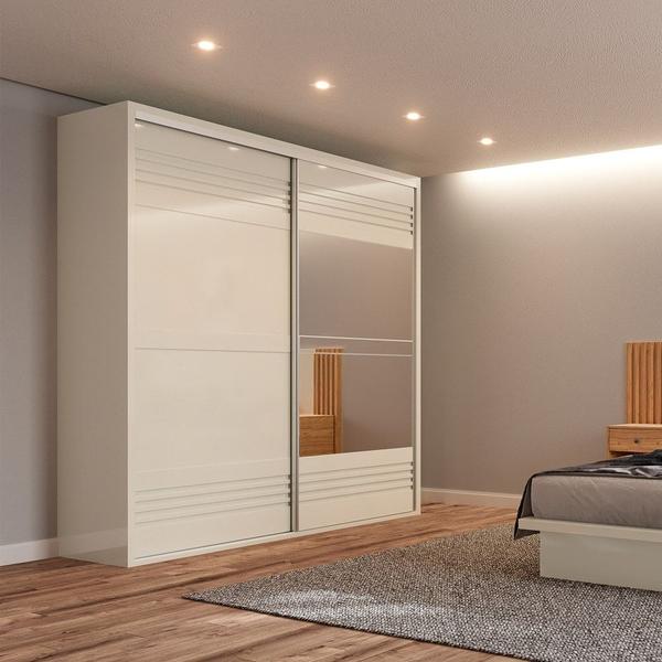 Imagem de Guarda Roupa Casal com Espelho 223cm 2 Portas 100% MDF TW602E Off White - Dalla Costa