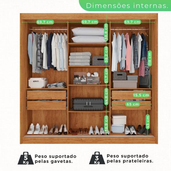 Imagem de Guarda-roupa Casal com Espelho 3 Portas 4 Gavetas Atenas