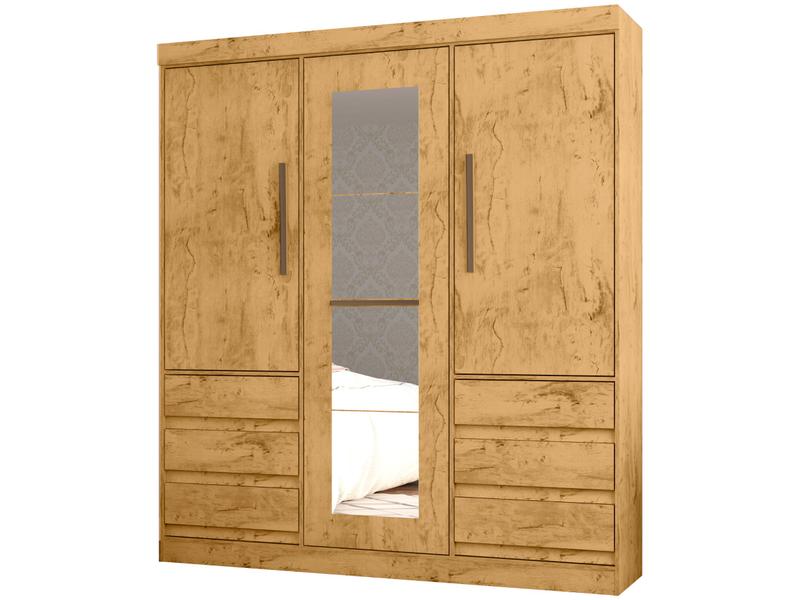 Guarda-roupa Casal com Espelho 3 Portas 6 Gavetas Araplac Maiami Guarda-roupa Casal com Espelho 3 Portas 6 Gavetas Araplac Maiami
