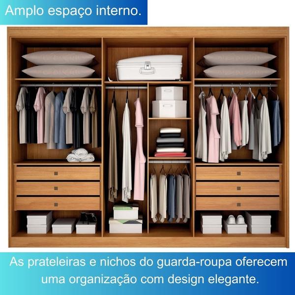 Imagem de Guarda-Roupa Casal com Espelho 3 Portas 6 Gavetas São Paulo Leifer Móveis Cinamomo