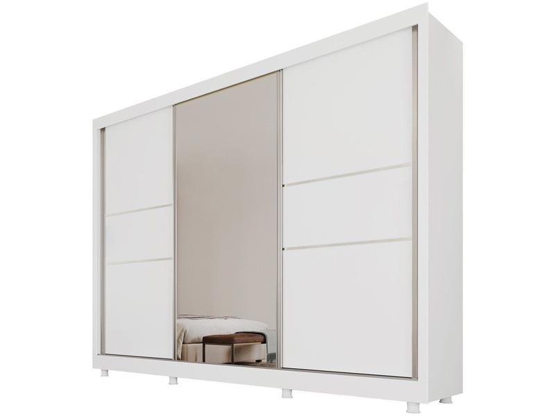 Guarda-roupa Casal com Espelho 3 Portas de Correr - 3 Gavetas Móveis Europa Maranello 1161...