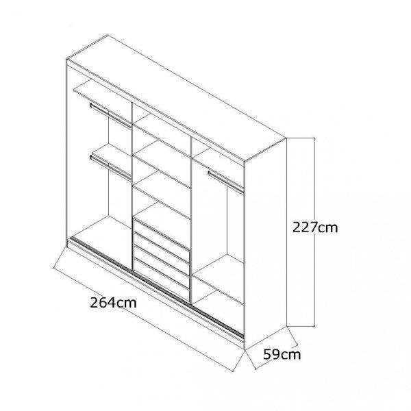 Imagem de Guarda-Roupa Casal com Espelho 3 Portas de Correr 4 Gavetas 1905E3