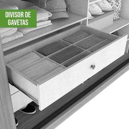 Imagem de Guarda Roupa Casal com Espelho 3 Portas de Correr 6 Gavetas Spazio Glass Branco