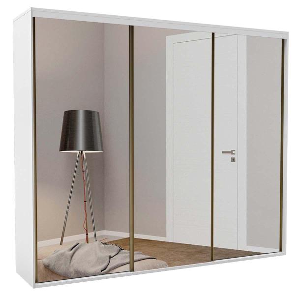 Imagem de Guarda Roupa Casal com Espelho 3 Portas MDF 2,27 m Luminum Belmax