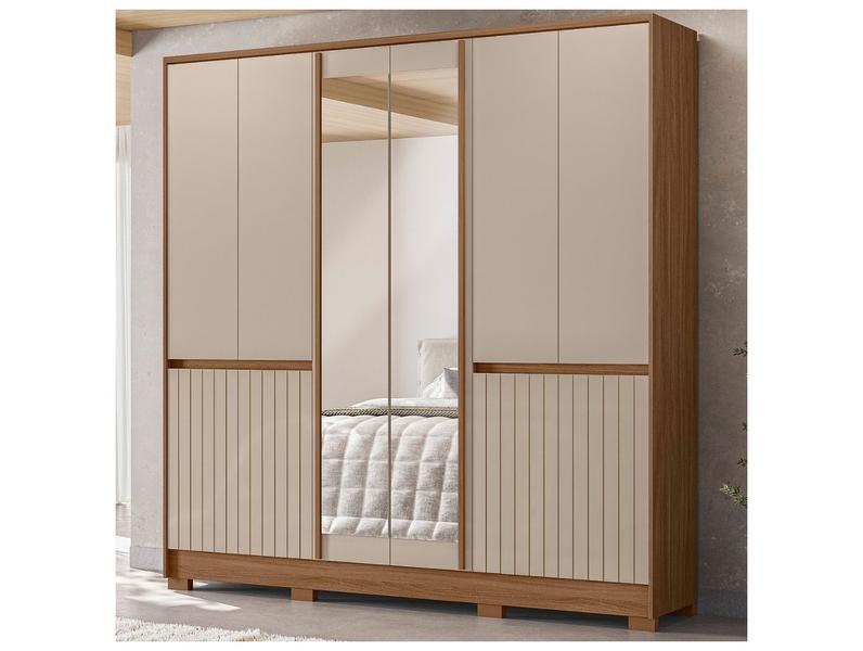 Guarda-roupa Casal com Espelho 4 Gavetas 10 Portas Moval Móveis Crystal Alasca Guarda-roupa Casal com Espelho 4 Gavetas 10 Portas Moval Móveis Crystal Alasca