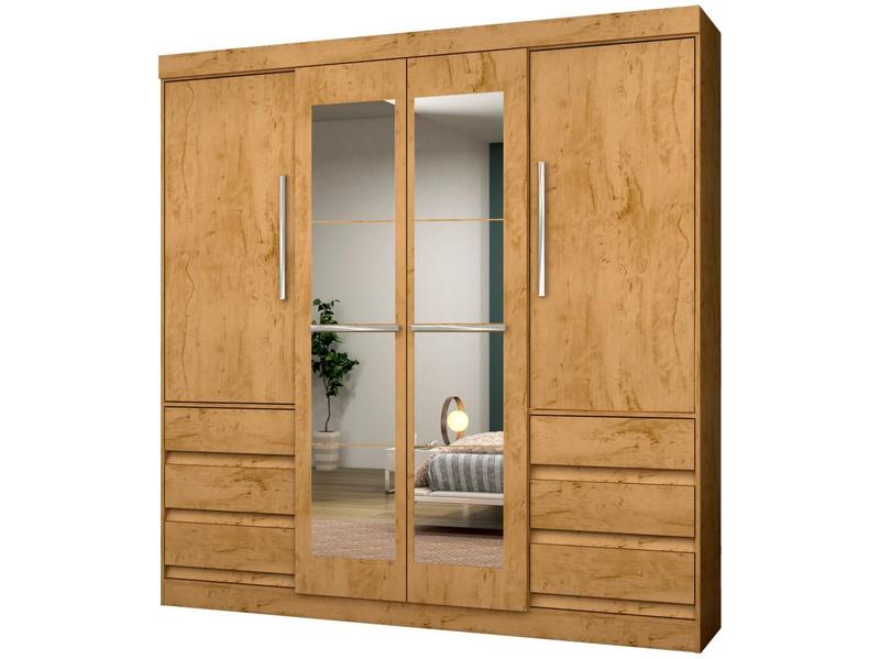 Guarda-roupa Casal com Espelho 4 Portas 6 Gavetas Araplac Sofia Guarda-roupa Casal com Espelho 4 Portas 6 Gavetas Araplac Sofia