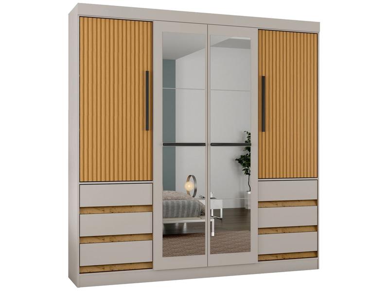 Guarda-roupa Casal com Espelho 4 Portas 6 Gavetas Araplac Sofia Guarda-roupa Casal com Espelho 4 Portas 6 Gavetas Araplac Sofia