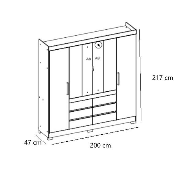 Imagem de Guarda Roupa Casal com Espelho 4 Portas 6 Gavetas Cádis Demóbile