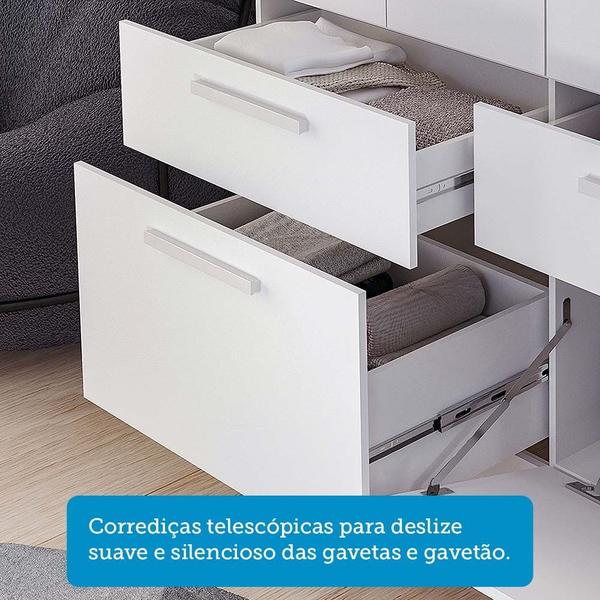 Imagem de Guarda Roupa Casal com Espelho 4 Portas de Bater 1 Basculante 3 Gavetas MDF Coimbra Espresso Móveis