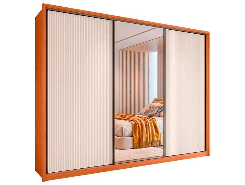 Guarda-roupa Casal com Espelho 6 Gavetas 3 Portas de Correr Caemmun Spazio Guarda-roupa Casal com Espelho 6 Gavetas 3 Portas de Correr Caemmun Spazio
