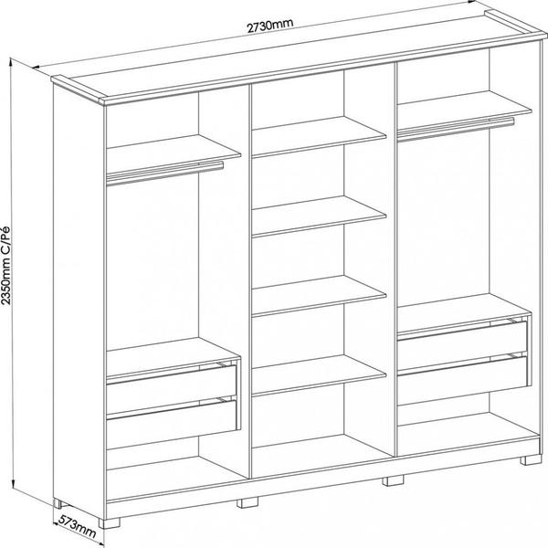 Imagem de Guarda Roupa Casal com Espelho 6 Portas 4 Gavetas Zeus Móveis Castro