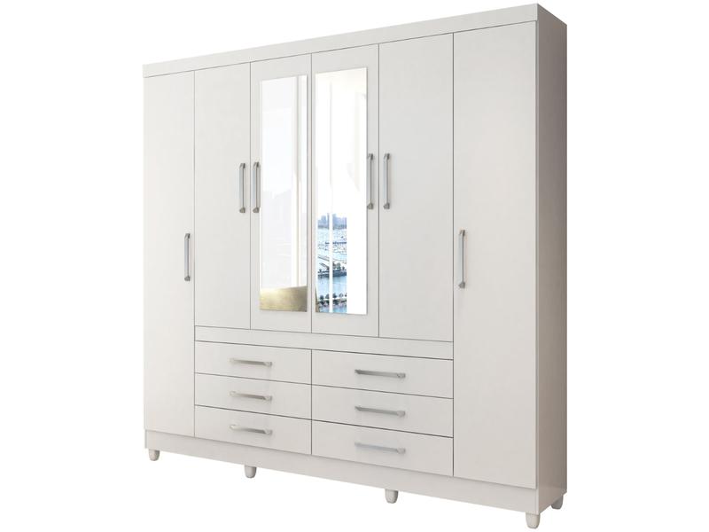Guarda-roupa Casal com Espelho 6 Portas - 6 Gavetas Demóbile Paris II