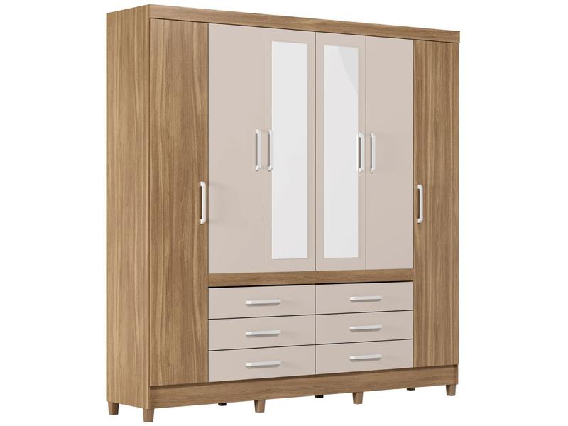 Guarda-roupa Casal com Espelho 6 Portas - 6 Gavetas Demobile Paris II