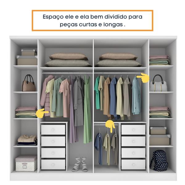 Imagem de Guarda Roupa Casal com Espelho 6 Portas 8 Gavetas 181cm Sevilla