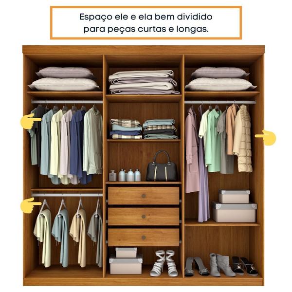 Imagem de Guarda Roupa Casal com Espelho 6 Portas e Pés Flex Montagem Olimpo Tcil Móveis