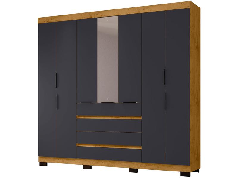 Guarda-roupa Casal com Espelho 7 Portas 4 Gavetas Araplac Lisboa EB24074 Guarda-roupa Casal com Espelho 7 Portas 4 Gavetas Araplac Lisboa EB24074