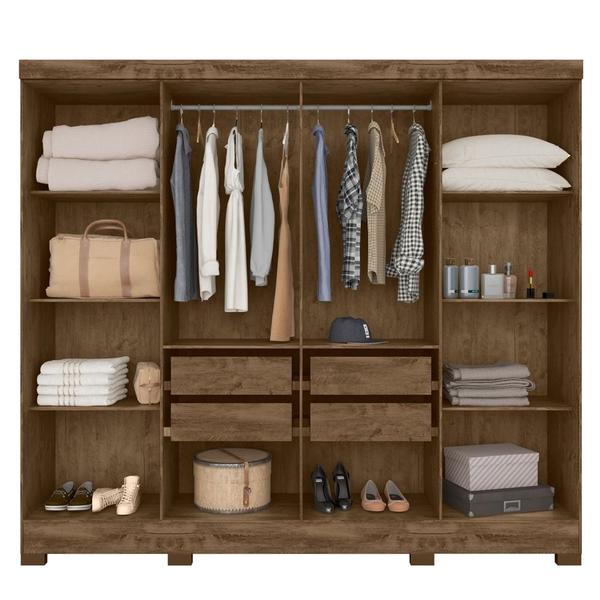 Imagem de Guarda Roupa Casal com Espelho 8 Portas 236cm Ágata M07 Castanho Wood/Off White - Mpozenato