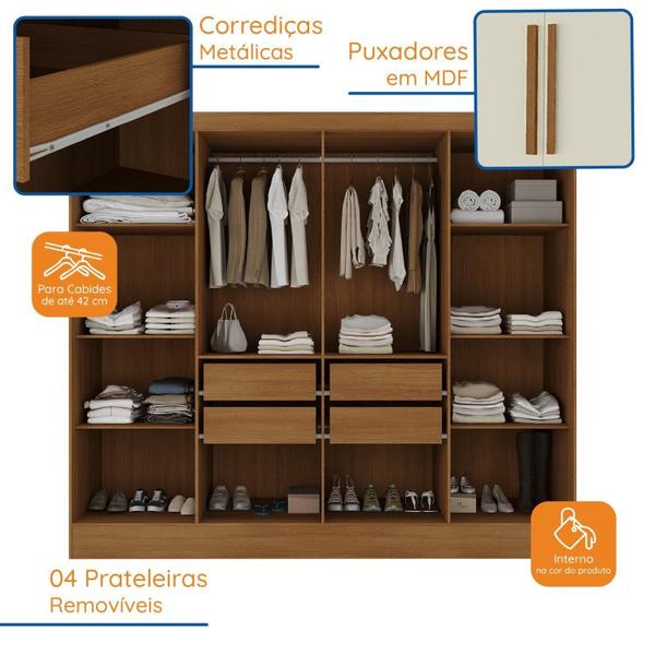 Imagem de Guarda Roupa Casal com Espelho 8 Portas 4 Gavetas Jatobá Yescasa