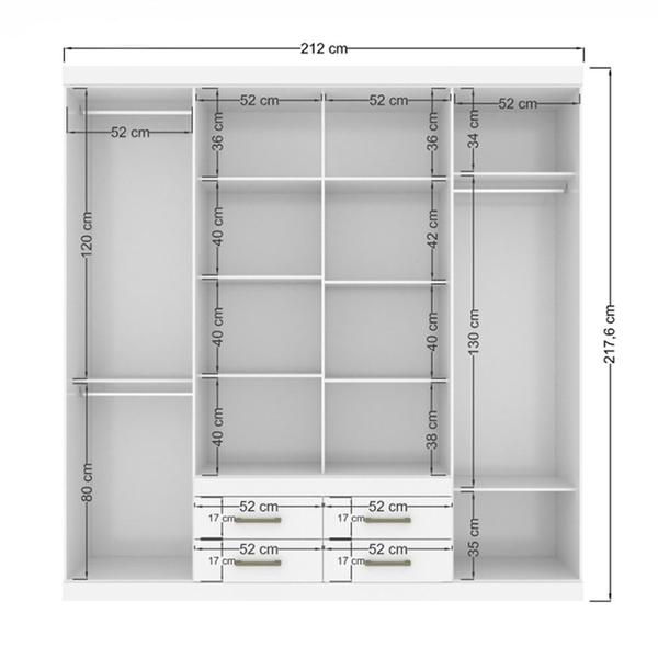 Imagem de Guarda Roupa Casal Com Espelho 8 Portas 4 Gavetas Nápoles Branco - Santos Andirá