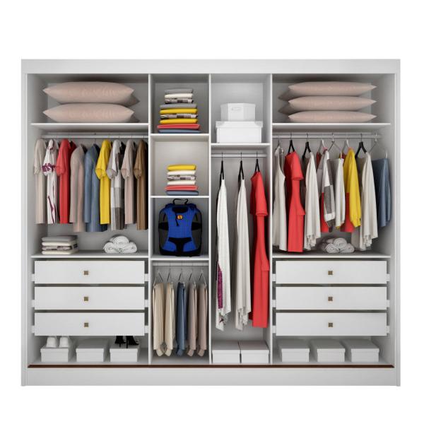 Imagem de Guarda Roupa Casal Com Espelho Central 100% MDF Londres 3 Portas 6 Gavetas - Novo Horizonte