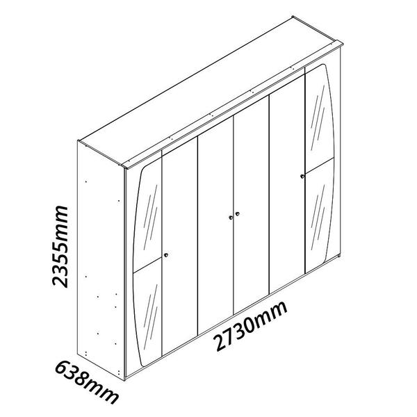 Imagem de Guarda Roupa Casal com Espelho e LED 6 Portas 6 Gavetas Inovação Gelius Móveis