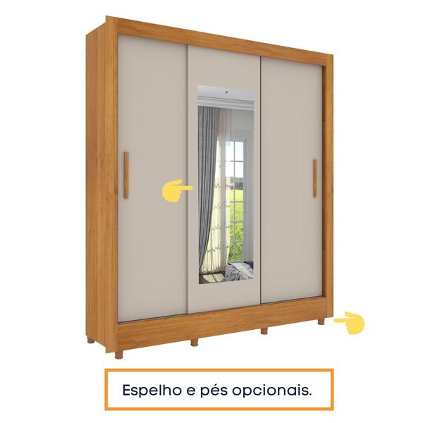 Imagem de Guarda Roupa Casal com Espelho e Pés 3 Portas 4 Gavetas Taifa 190cm Espresso Móveis