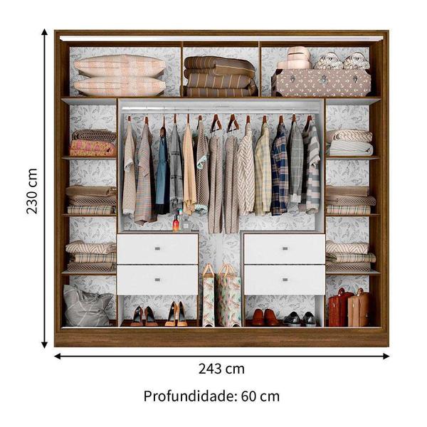 Imagem de Guarda-Roupa Casal com Espelho Frontier 2 Pt 4 Gv Branco e Cedro