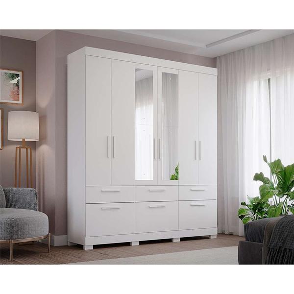 Imagem de Guarda-Roupa Casal com Espelho Porto 7 PT 5 GV Branco