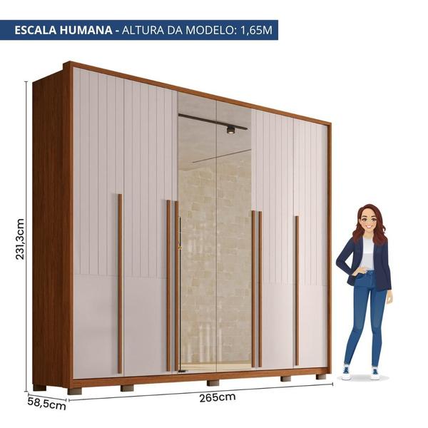 Imagem de Guarda Roupa Casal com Espelhos Frisado em MDF com pés 6 Portas 6 Gavetas Suburban Gold