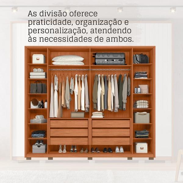 Imagem de Guarda Roupa Casal com Frisado em MDF com pés 6 Portas 6 Gavetas Suburban Gold