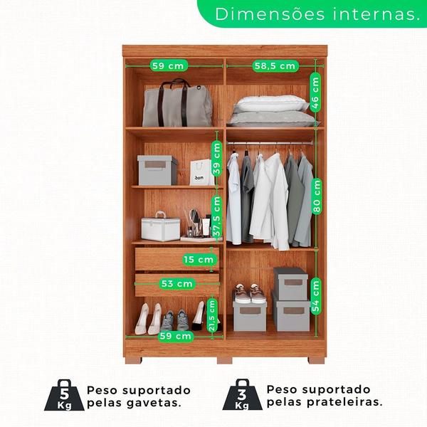 Imagem de Guarda-Roupa Casal com Pé 4 Portas com Espelho 2 Gavetas Recife Sallêto Móveis