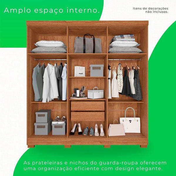 Imagem de Guarda-roupa Casal Com Pé 6 Portas 2 Gavetas Recife Sallêto Cinamomo Com Off White