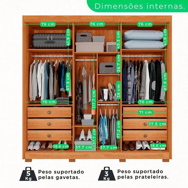 Imagem de Guarda-roupa Casal com Pé 6 Portas 6 Gavetas Granada 100 MDF Sallêto Móveis