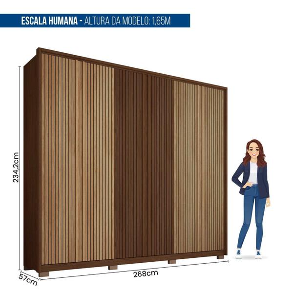 Imagem de Guarda Roupa Casal com Portas Ripadas Suburban 6 Portas 4 Gavetas