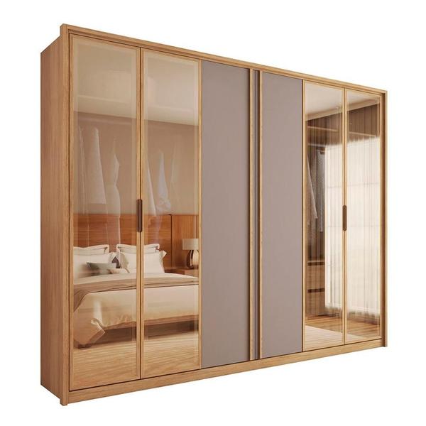 Imagem de Guarda-Roupa Casal com Vidro Reflecta Cristal 6 PT 4 GV Buriti e Fendi