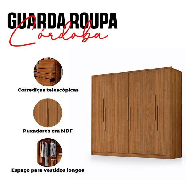 Imagem de Guarda Roupa Casal Córdoba 6 Portas Carvalho New - Luapa