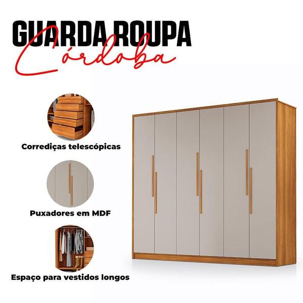 Imagem de Guarda Roupa Casal Córdoba 6 Portas Freijó Maní - Luapa